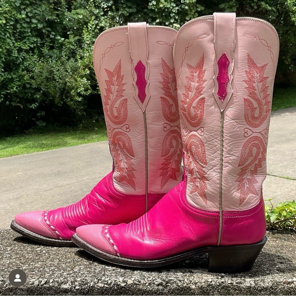 Pink Vintage Lucchese 1883 Leather Boots size 8